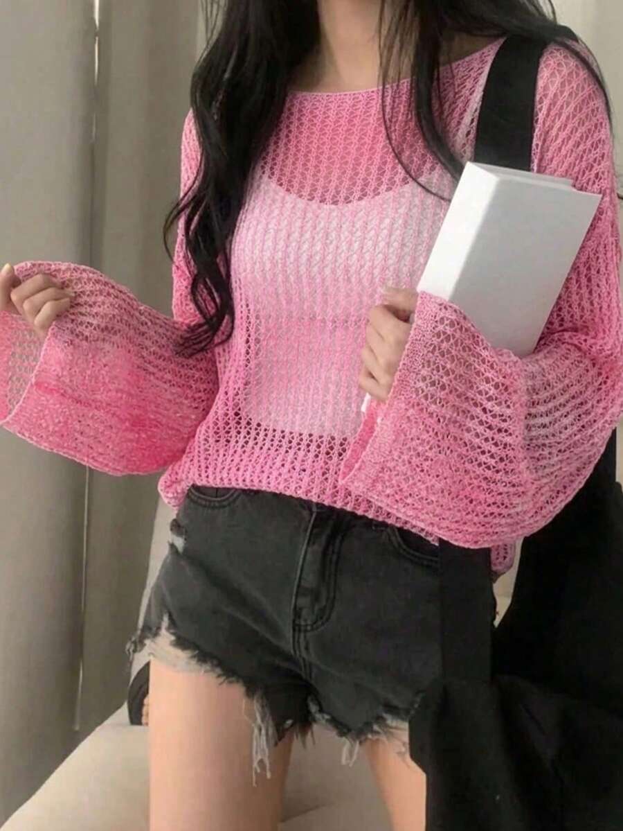 女款休閒百搭漸層毛衣 - 珊瑚粉 - 查看 1
