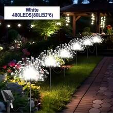 6pack Solar Powered Garden Lights - Multi-Color Firework LED Design With 8 Lighting Modes, Semi-Flush Mount Installation, Energy Efficient With Rechargeable Nickel Battery, Includes Hardware - Perfect For Pathways, Flower Beds - Ground-mounted Fireworks Lights - View 10
