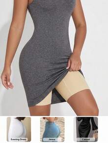 High Waist Butt Lifting Shapewear Shorts, Tummy Control Summer Shaper For Party & Wedding - Apricot - View 4