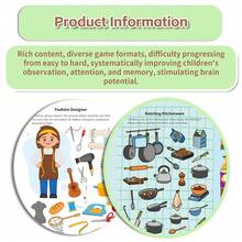 Concentration Training Workbook, Includes Visual Search, Spot The Difference, Maze And Logic Challenges, Colorful Illustration Style, Multiple Themes Available, Enjoy Learning Fun Without Screens. - Attention Training - View 10