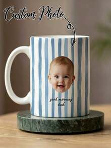 Customized Personalized Baby Face Mug, New Dad Custom Photo Mug, First Father's Day Gift From Baby, New Dad Golf Enthusiast Gift, Best Father Keepsake - Multicolor - View 1