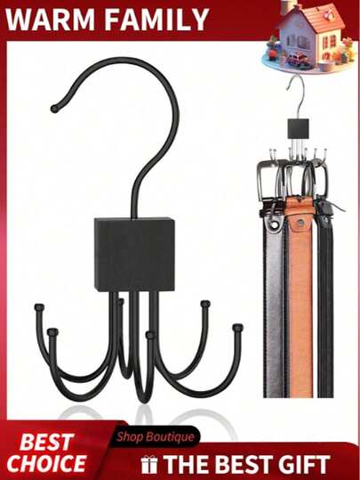 1/2 Packs Belt Hanger, New Large Capacity Multi-Functional Hanger, Rotatable Wooden Cube Design Belt Rack Closet Storage, For Storing Belts, Bras, Vests, Ties, Scarves, Wallets, Stainless Steel Hook
