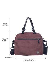 Women's Casual Shoulder Sports Bag Crossbody Bag, Easy-To-Care-For Fabric, Easy To Clean, Plaid Material, Multi-Layer Zipper Large Capacity Handbag - Coffee - View 8