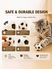 4pcs Cat Soccer Toys - Interactive Rolling Balls, Suitable For Kittens And Adult Cats, Lightweight And Durable, Indoor Entertainment, No Battery Required - Black and White - View 2