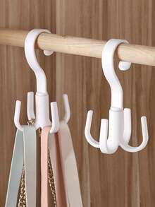 4 Cup Rotating Hook - No Drill Wall Mounted Storage Rack, Suitable For Belts, Scarves, Etc. - Stylish Plastic Closet Organizer - Multicolor - View 9