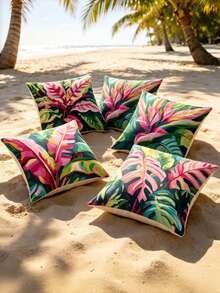4pcs/1pc New Bohemian Style Themed Printed Throw Pillow Covers - Rich Colorful Floral Pattern Design, Summer Decorative Cushion Covers, For Room Decor, Living Room Decor, Sofa And Bedroom | With Zipper Closure | Removable And Washable | Skin-Friendly Soft And Comfortable Fabric - Durable, Fade-Resistant, Suitable For Decoration And Summer Home Decor. No Filling - Multicolor - View 5