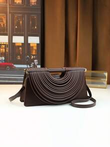 Fashionable Niche Design Pasta Bag, Versatile Shoulder/Crossbody Square Bag, Clutch Purse, New Arrival - Coffee - View 13