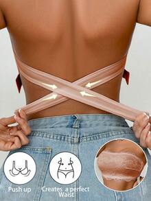 Women's Lace Seamless Comfortable Bandeau Bra With Back Closure - Pink - View 2