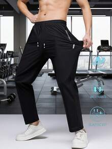 Men's Summer Sports Pants, Cool, Comfortable, And Breathable, With Moderate Elasticity, Suitable For Running, Basketball, Football, And Training. - Black - View 4