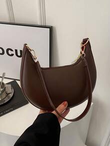 Crescent Shaped Pu Leather Handbag, Simple & Stylish, Women, Shoulder Bag, Moon Bag,Carteras Para Mujer,Work, Shopping, Date Night, Travel & Daily Use - 彩色 - 查看 10