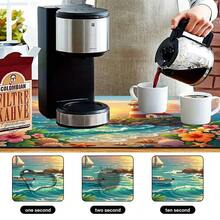 1pc Dish Drying Mat, Coffee Machine Mat, Seaside Sunset Lighthouse Sailboat Print With Tropical Floral Shell Starfish Pattern, Durable Absorbent Polyester Fiber Draining Mat, Suitable For Dining Table, Cafe And Other Scenes, Multipurpose Drainage Mat, Home Gift, Tabletop Decoration - XYLSD-517 - View 10