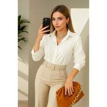 Women's Long-Sleeved Shirt, Tumblr Style – Casual, Comfortable, And Modern Fashion - 白色 - 查看 5