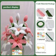 312 Peças Conjunto de Limpadores de Tubo Rosa e Roxo Lírio, Kit de Material de Flor em Lote, Hastes de Chenille Grossas e Fofas Kit de Fabricação de Flores, Suprimentos de Arte & Artesanato, Kit de Buquê de Flores DIY, Ideal para Decorações de Natal, Entusiastas de DIY, Presentes do Dia das Mães - 312 peças - Visão 11