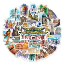 50張世界名建築貼紙，適用於滑板、電腦、桌面裝飾、DIY、貼紙、剪貼簿用品、學校用品 - 50個 - 查看 8