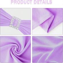 10pcs Spandex Chair Back Decor Tie Bands, Elastic Chair Straps With Bows And Square Buckle Sliders, For Graduation, Prom, Wedding, Party And Banquet Decoration - Violet Purple - View 3