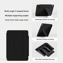 強磁超薄三折支架保護殼，相容 iPad Pro 13 吋 M5 M4 2026、Air 11 M2 10.9、Air 第 5 代、第 10 代、第 11 代 A16 2025、M3 Air 13，支援 Pencil Pro 與 Pencil - 黑色 Y - 查看 7