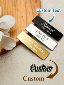 Customized Name Badge Pin, Employee ID Tag With Pin, Personalized Name Plate, Personalized Elegant Name Plate, Minimalist Design, Novel Slogan Theme Business ID - Square Badge, Suitable For Managers And Professionals, Father's Day Gift, Mother's Day Gift, Teacher's Day Gift, Corporate Gift, School Supplies, Back To School Season, School Gift, Office Supplies, School Supplies, Classroom Supplies, Teacher Gift, Colleague Gift - Multicolor - View 6