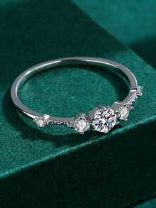1pc Elegant 4-Prong Round Geometric Couple Ring For Women, Synthetic ...