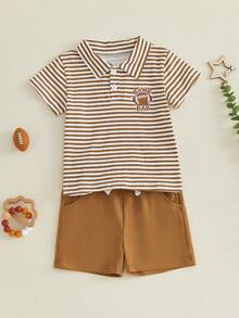 Baby Boys Polo Co-Ords - 咖啡 - 查看 4