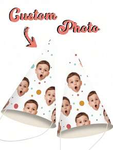 Custom Birthday Party Hats - Personalized Age & Photo Design, Celebratory Paper Headwear For 21st, 30th, 40th, 50th, 60th, 70th, 80th, 90th Anniversaries & Retirement, Party Accessories | Celebratory Headwear | Durable Party Hat - Multicolor - View 3