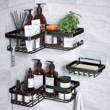 2-3pcs Bathroom Storage Rack, Bathroom Wall Storage, Kitchen Storage Rack, Balcony Storage Rack, Suitable For Kitchen, Bathroom, Toilet, Balcony, Tungsten Steel Material, Sturdy And Durable, Moisture-Proof And Rust-Proof, Bottle And Jar Storage Rack, Space-Saving, Two Installation Methods, Drill-Free Storage Rack - Multicolor - View 6