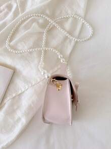 Bowknot Mini Handbag, Pearl Chain Crossbody Bag, Girly Versatile Small Square Bag - Multicolor - View 6