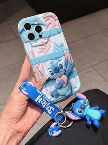 Disney Has Authorized, Phone Case - Chain Set, The Stitch Lilo & Stitch 3D Phone Case Plus A Silicone 3D Stitch Bracelet With Metallic Ring Removable Bracelet, Stitch And Angel Pattern, Compatible With Iphone17/16/15/14/13/12/11/XS/XR/X Plus Pro Max, A Stylish Cartoon Phone Case, The Perfect Gift Choice, Phone Protection, Durable Phone Cover, Great Gift For Friends And Family. - 白色 - 查看 1