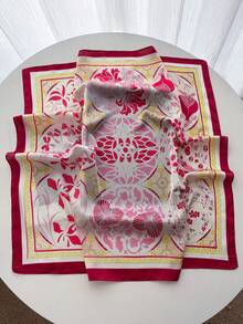 1pc Women's Square Bandana Casual Solid Color Head Scarf Suitable For Daily Use - Red - View 3