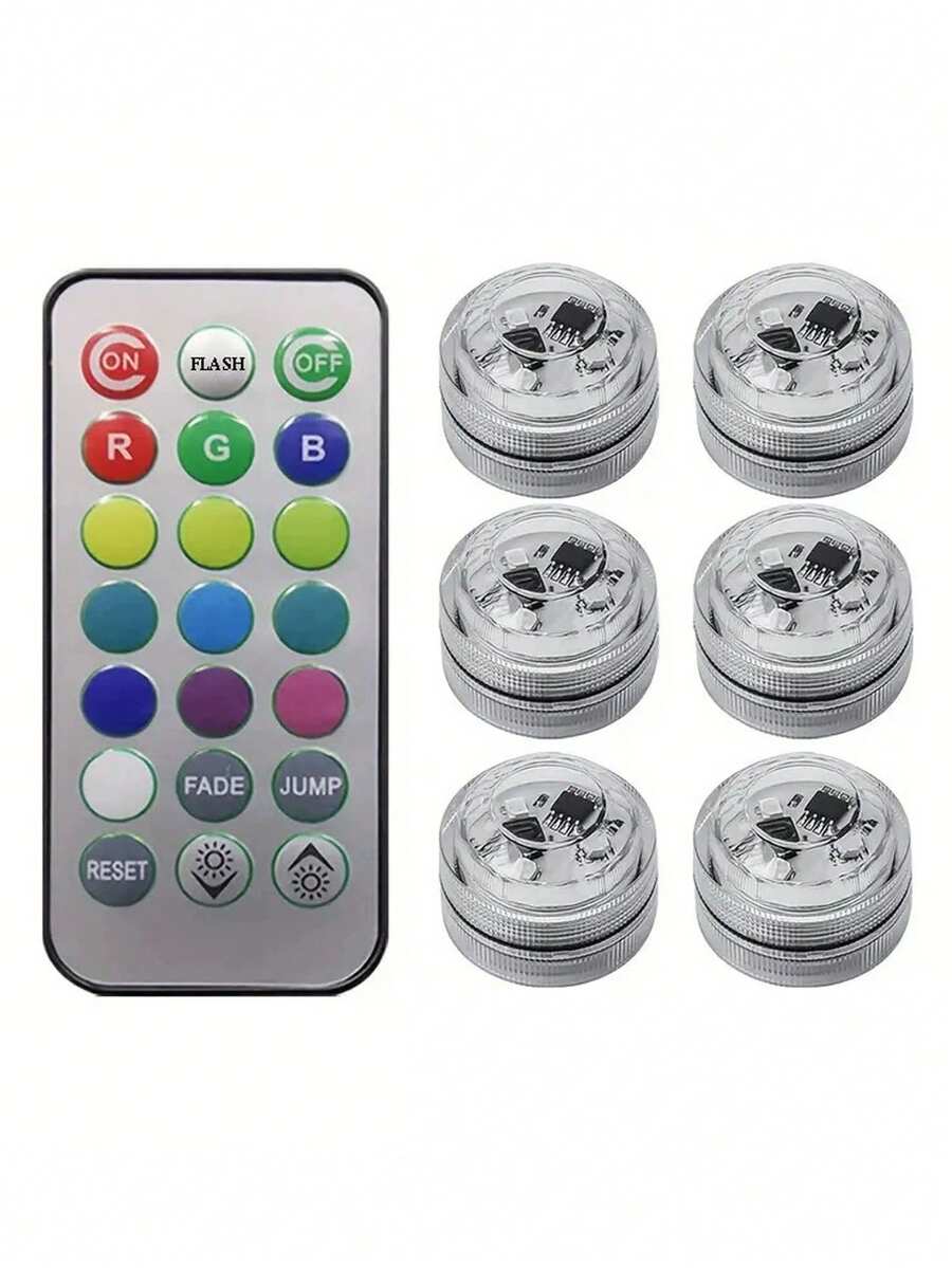 أضواء جوية غاطسة RGB 6/4/1، أضواء جوية LED مقاومة للماء مع تحكم عن بعد، أضواء عائمة مع مؤقت لحوض الاستحمام وحوض السمك والمزهرية، تغيير ألوان RGB متعددة، مناسبة لديكور الزفاف والحفلات المنزلية والعطلات