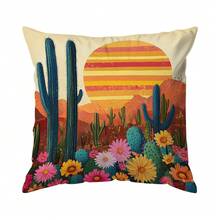 4pcs/1pc Desert Cactus Pattern Pillowcase Without Insert, Single-Sided Printed Pillowcase, Suitable For Living Room Bedroom Home Decor, All Seasons Pillowcase - Multicolor - View 16