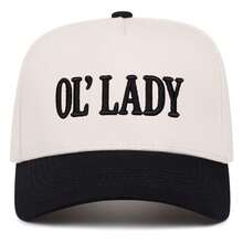 1pc OL' LADY Embroidered Baseball Cap, Colorful Contrasting Beanie Hat - A - View 6