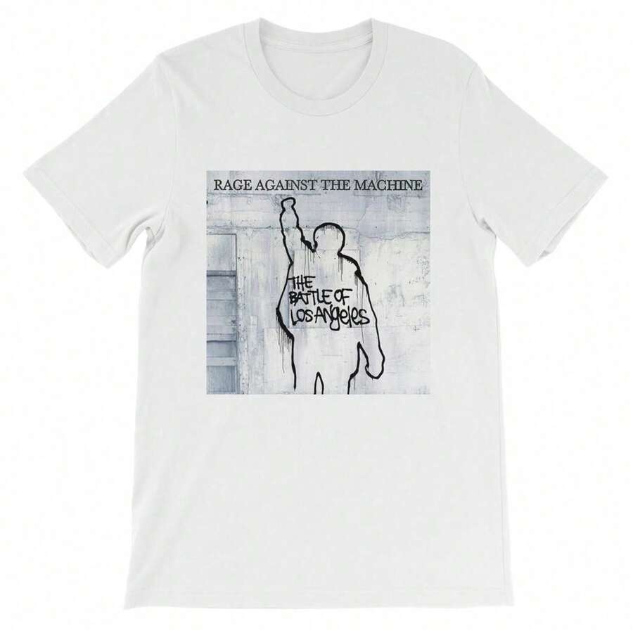 Rage Against The Hine Battle Of Los Angeles T-Shirt _ 90s Alt K Band Tee - White - View 1