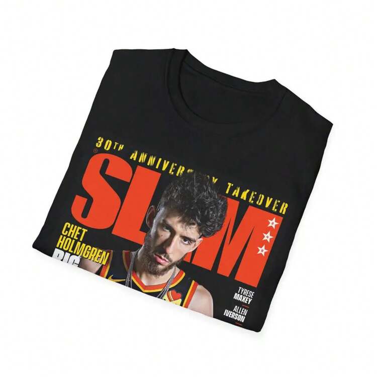 Y2K Graphic Vintage Tee Chet Holmgren Slam Magazine Cover - Black - View 5