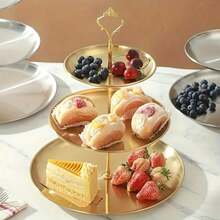 1pc Luxury 3-Tier Round Dessert Stand, Detachable Cupcake & Fruit Display Tray, Multi-Layer Cake Display Rack, Suitable For Wedding, Birthday, Afternoon Tea Party, Home Tabletop Decor - Multicolor - View 7