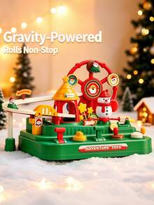 Children's Christmas Theme Adventure Track Set: Inertia Glide Car & Ferris Wheel Educational Toy, Holiday Gift For Boys And Girls - Multicolor - View 4