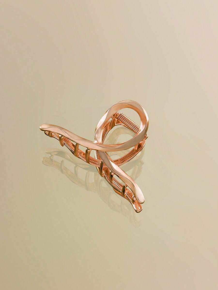 NobleVue 1pc Small-Sized Metal Hair Clip In Golden Color, Perfect For Women And Thin Hair, Strong Fastening Clamps, Suitable For Thick Hair - Gold - View 1