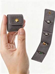 3pcs Mini Travel Jewelry Pouch, Portable Foldable Jewelry Storage Bag For Necklaces/Rings/Earrings, Fashion Women's Commute/Vacation/Business Travel Gift, Travel Essentials, Organizer, Holiday Must-Have, Wedding Favor - Grey - View 5