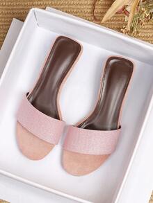 Sandalias de cuña con punta redonda para mujer 3.5CM estilo nuevo 2026 sandalias de suela gruesa cómodas con punta abierta minimalistas suela plana suave sin fatiga sandalias de moda para exteriores - Rosa - Ver 4