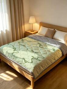 1pc Ultra Soft Cooling Blanket - Lightweight All Season Bedding, With Stylish Bow Pattern, 100% Polyester Fiber, Machine Washable Suitable For Single/Double Bed, Hotel, Camping And Home Decor, Hotel Grade Luxury Bedding|Modern Stitched Design - Green - View 4