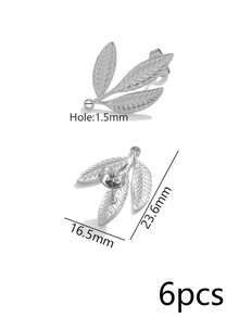 6Pcs 304 Stainless Steel 18K Gold Plated Textured Leaf Stud Earring Posts With Loop, DIY Jewelry Findings For Dangle Earrings & Pendants - Earrings - View 14