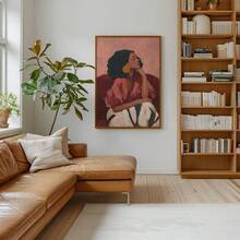 1 pièce Affiche sur canevas encadrée/non encadrée contemporaine bohème afrocentrique mode rouge sombre abstrait fille africaine féminine impression d'art mural pour couloir, entrée, décoration esthétique, peinture sur rouleau pour dortoir, salon, chambre, décoration de maison moderne - B - Voir 7