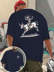 Camiseta de manga corta para hombre con estampado de rodeo y estilo vaquero del Oeste, estampado a doble cara, estilo del Salvaje Oeste americano, camiseta RODEO COWBOY para hombre, estilo n - Negro - Ver 9