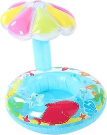 Asiento Inflable para Piscina con Forma de Hongo Azul, Flotador Inflable de PVC para Niños de 1 a 3 Años, Anillo de Natación con Bomba de Pie - 1 - Ver 1