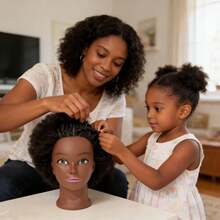 Kercsityn 100% Human Hair Afro Curly Black Mannequin Head For Braiding Cosmetology Training Mannequin Head With Stand For Hair Styling - Natural Black - View 6