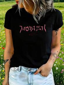 Women's T-Shirt, Mobzeh Style, Light Everyday Wear - 黑色 - 查看 1