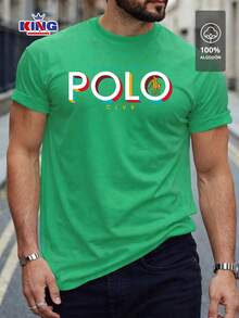 Original HPC POLO T-Shirt With Round Neck And Short Sleeves – Themed Graphic Design "HPC: Retro Typography Houston" – 100% Cotton - 綠色 - 查看 1