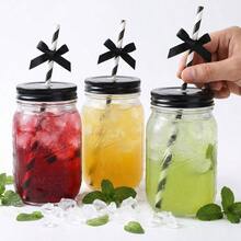 30 pajitas de papel negro para beber, lindas pajitas de lazo rosa a granel para jugo, caf, t, cctel, licuado - Negro - Ver 6