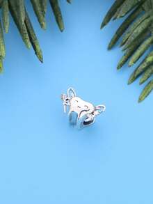1pc 925 Sterling Silver Cute Tooth Fairy Pendant Bead, Smiling Tooth With Wings & Star Design, Suitable For European Bracelet, Tooth Fairy Theme Children's Jewelry - Silver - View 3