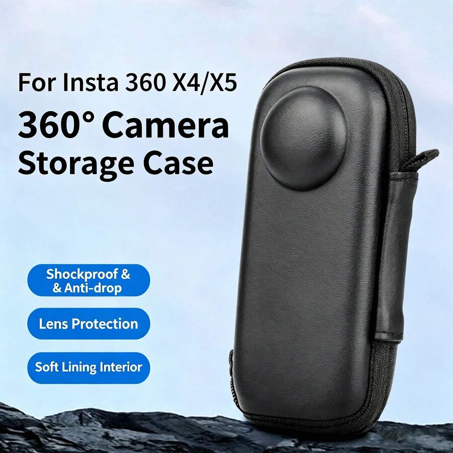 Portable Storage Bag For Insta360 X4/X5, PU Waterproof Fabric, Half-Open Zipper Design, Raised Lens Protection, Shockproof And Scratch-Resistant, Precision Molded Camera Protective Case