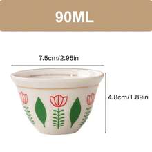 90ml 花卉圖案陶瓷阿拉伯咖啡杯，北歐風濃縮咖啡杯，居家廚房餐具小茶杯 - 彩色 - 查看 4